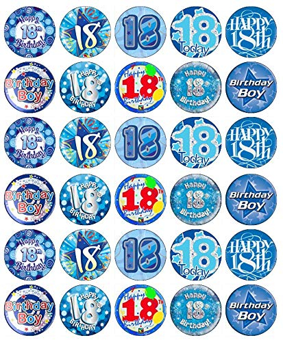 30 18th Birthday Boy Cupcake Toppers Edible Wafer Paper Fairy Cake Toppers Birthday Cakes