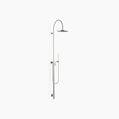 Dornbracht META Duschstele mit Brause-Einhandbatterie, Ausladung Standbrause 450 mm, Kopfbrause 300 mm, 26024661-06, Farbe: Platin gebürstet