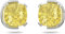 Swarovski Boucles d'oreilles Harmonia, paire de clous d'oreilles taille coussin, métal rhodié, jaune