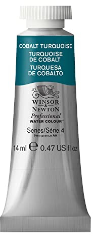 Winsor & Newton 8840517 Professional Aquarellfarbe, lebendige Wasserfarben in Künstlerqualität, hohe Farbbrillanz & Leuchtkraft, lichtecht, Archivqualität, 14ml Tube - Kobalttürkis