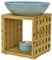 Bitto Riga White Blue With Candle Large Bowl Fair Trade Aroma Lamp Bamboo Ceramic