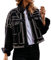 APAFES Damen-Jeansjacke, modisch, bauchfrei, weiß, mit Nieten, Westernjacke, Schwarz (0270-Black-S-NG)
