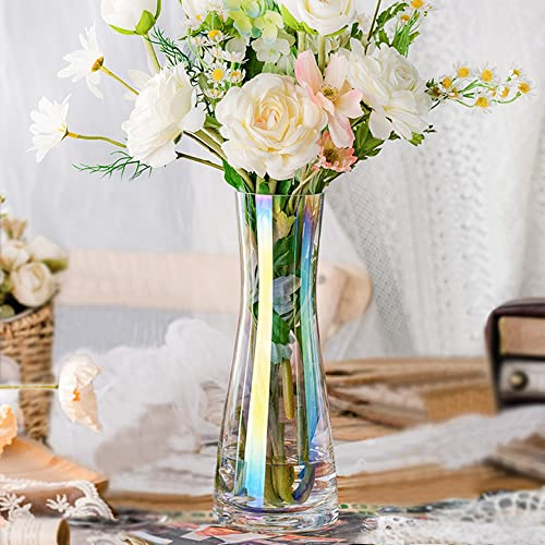 Aoderun Blumenvase Glas Vasen Deko Groß 26cm Hoch Kleine Vasen für Tischdeko Pampasgras Vase Irisierend für Eine Rose Hyazinthen
