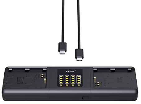 XTAR SN4 11-in-1 Kamera-Akku-Ladegerät für LP-E6/E6N/E6NH Akku-Unterstützung Canon-Kamera zum schnellen Aufladen mit 3A maximaler Stromstärke (SN4+2*E6N-Platte)