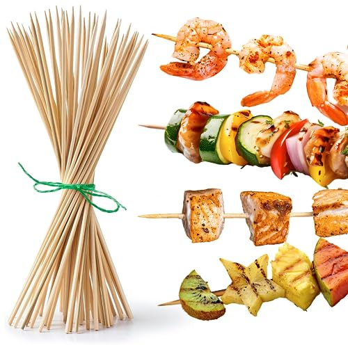wisefood Lot de 2 000 brochettes en bambou (1 carton) 90 cm - Brochettes en bois durables et biodégradables - Idéal pour barbecue, feu de camp, barbecue, food et antipasti