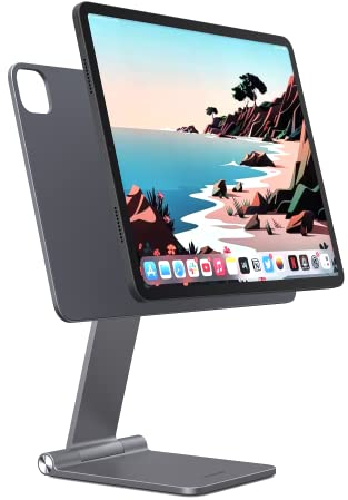 LULULOOK Magnetisch iPad Pro Ständer, Verstellbarer Faltbarer iPad 11 Ständer, 360° Drehbar Tragbarer Aluminium iPad Halterung für Apple iPad Pro 11 Zoll 1st/2nd/3rd/4th, iPad Air 4th/5th Gen