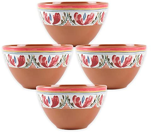 Mediterranean Outdoor/Camping/BBQ - Plastic/Melamine Dipping Snack Bowls x 4