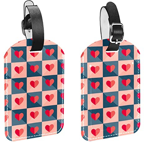 2 Stück Gepäckanhänger für Koffer, Papier Liebe Herzen Muster PU Leahter Gepäckanhänger Privatsphäre Schutz Reisetasche Etiketten