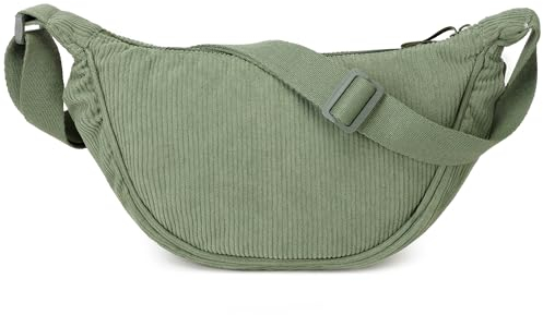 Micmores Umhängetasche Damen Stylisch, Cord Crossbody Bag, Halbmond Schultertasche Mit Einstellbarem Schultergurt, Y2K Gürteltasche für Jeden Anlass