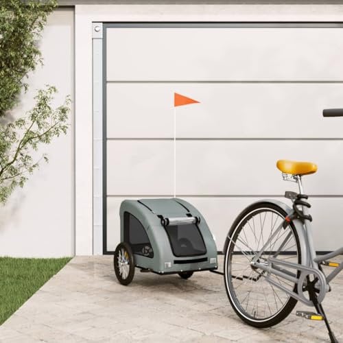 CIADAZ Fahrradanhänger Hunde Grau Oxford-Gewebe und Eisen, Fahrrad Anhänger, Lastenanhänger, Handwagen, Fahrrad-lastenanhänger, Lastenfahrrad 93958