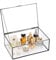 TOLIDA Caja de cristal vintage extra grande con tapa – Joyero rectangular, caja de exhibición de vidrio de mesa para joyas, anillos, pulseras, collares, caja de almacenamiento de vidrio (negro)