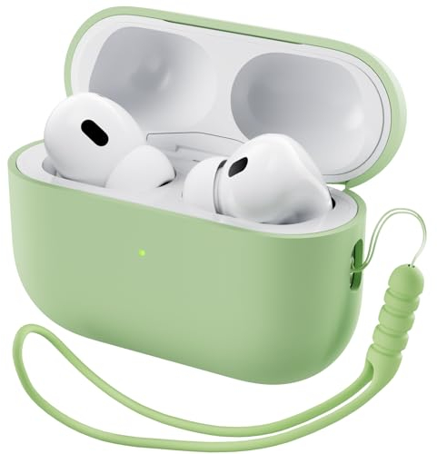 ORNARTO Kompatibel mit AirPods Pro 2 Hülle 2022, Schützende Flüssig Silikon Hülle für AirPods Pro 2 2022 Hybrid Skin Front LED Sichtbar Silikon Hülle-Leicht Grün