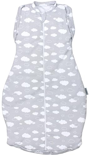 TupTam Baby Pucksack OEKO- TEX zertifizierte Materialien Swaddle Bag Wattiert Babyschlafsack 2.5 TOG unisex, Farbe: Wattiert 2.5 TOG/Wolken Grau, Größe: 3-6 Monate
