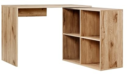 mokebo Eckschreibtisch klein in Eiche mit Stauraum 'Der Produktive', auch als Schreibtisch, Computertisch oder Arbeitstisch im Büro, Kinderschreibtisch oder Gaming Tisch in 112x77x54 (B/H/T in cm)