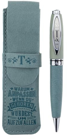 History & Heraldry Bamboo Persönlicher und individueller Kuli Kugelschreiber Stift mit Namen und Spruch Personalisiertes Etui Monogramm-Design persönliches Geschenk (Kuli T)