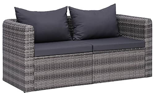 ShCuShan Garten-Ecksofas 2 STK. Grau Poly Rattan GartenmöBel Lounge Rattansessel Lounge Set Outdoor