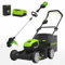 Cordless Lawnmower 41cm 80v Greenworks & Line Trimmer 2ah Battery & Charger 20 Mins Runtime 23.44kg 25-80mm Adjustment 2-in-1 function Rotary Blade