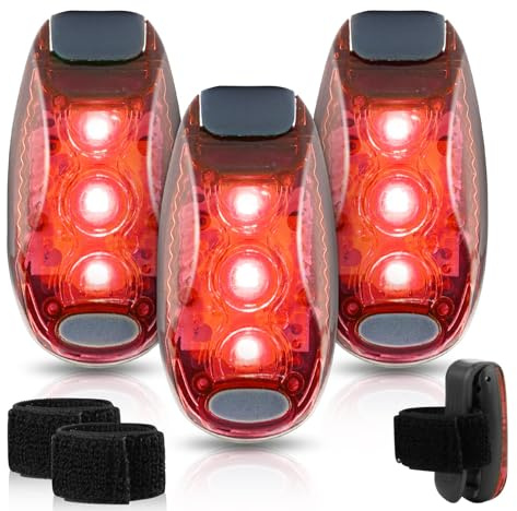 GBKDQQ LED Blinklicht Schulranzen 3er Set, Clip Sicherheit Licht Blinklicht für Kinder, Reflektoren Schulranzen Kinderwagen Licht Lauflicht Rucksack Leuchtanhänger Jogger Laufen (Rot)
