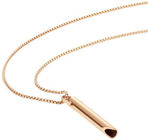Yuqilin Stressabbau Atemkette Atem, Langlebigem Kette mit Pfeife, Rauchentwöhnung Kette, Edelstahl Halskette mit Anhänger, für Meditation Angstlinderung Entspannung, 27.5/70CM (Roségold)