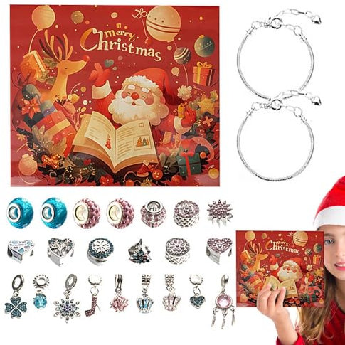 Schmuck Adventskalender 2024, Adventskalender Mädchen 2024, Armband für Schmuckherstellung, Countdown-Kalender, leichtes Weihnachtsschmuckset, perfekt