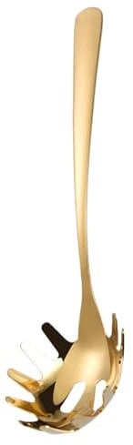 Pasta Spoon with Teeth, Noodle Scope Spaghetti Server, Stainless Steel Spaghetti Colander, Strainer Pasta, Kitchen Utensils for Homes Used, Silver, Gold, 26x6.5cm