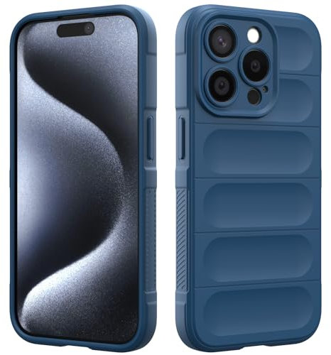 Custodia Compatibile con iPhone 15 Pro, Silicone Custodia per Tutto il Corpo, Copertura Antiurto con Fotocamera Protettivo, Cover Morbida al Tatto - Blu Scuro