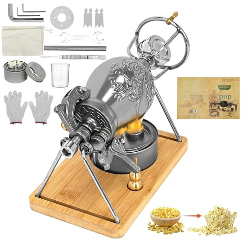 350ml Chinese Popcorn Cannon Machine, Popcorn Pressure Cooker, Chinese Pressure Popcorn Maker, Retro Popcorn Popper, Double Valve Hand Popcorn Machine for Family Gathering Party Fun with Cotton Bag