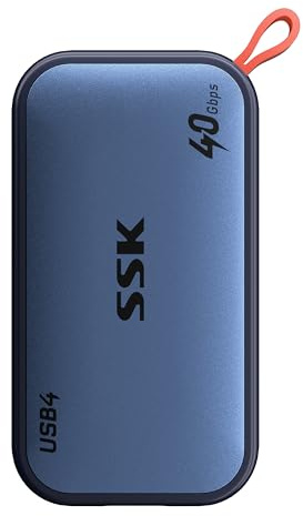 SSK 2TB SSD External Hard Drive up to 4000MB/s, USB4 40Gbps Portable SSD for Thunderbolt 4, External Solid State Drive for iPhone 15/16/17 Pro, Desktop, Laptop, Mac, Phone OTG, with LED Indicator