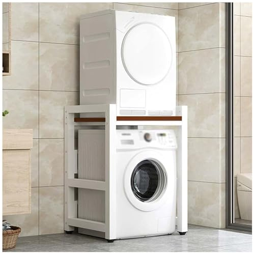 Adjustable Washer & Dryer Stacking Kit with Shelf – SpaceSaving Laundry Rack for Washer and Dryer Units Ideal for Laundry Room & Balcony Storage Solutions