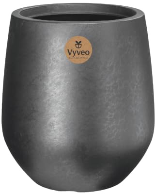 Vyveo - Blumentopf Amari - 27x30 - Silber metallic - Blumentopf für den Innen- und Außeneinsatz - Übertopf - Pflanztopf - Pflanzgefäß