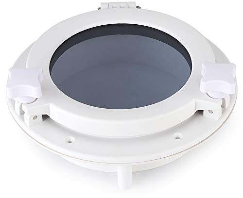 Hamwesh Bullauge, Weißes ABS-Schiffsfenster mit 4 Mm Starkem Gehärtetem Glas aus Edelstahl 316, Rundes Bullauge mit Einfacher Click-In-Konstruktion, Synthetischen Beschlägen für Yacht- und