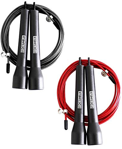 SPORTHELD® PROFI - SPEED - SPRINGSEIL in ROT | SKIPPING ROPE, CABLE JUMP ROPE - leicht, robust & haltbar | FITNESS SEIL ideal für CrossFit, Ausdauersport, Mannschaftssport, Schulsport [02.] - rot