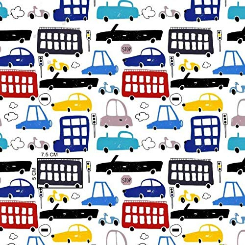 Pingianer Bunte Autos Comic 11,99€/m 100% Baumwolle Baumwollstoff Kinder Meterware Handwerken Nähen Stoff