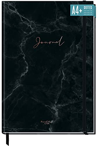 Bullet Journal dotted A4+ mit Gummiband [Black Marble] 156 Seiten | Notizbuch gepunktet, Skizzenbuch, Tagebuch von Trendstuff by Häfft | nachhaltig & klimafreundlich