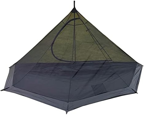 Longeek Tente de Camping 2-4 Personnes Imperméable avec Trou Poêle à Bois 4 Saisons Tipi (400Tent-MosquitoNet-2Person), 400x200x160cm