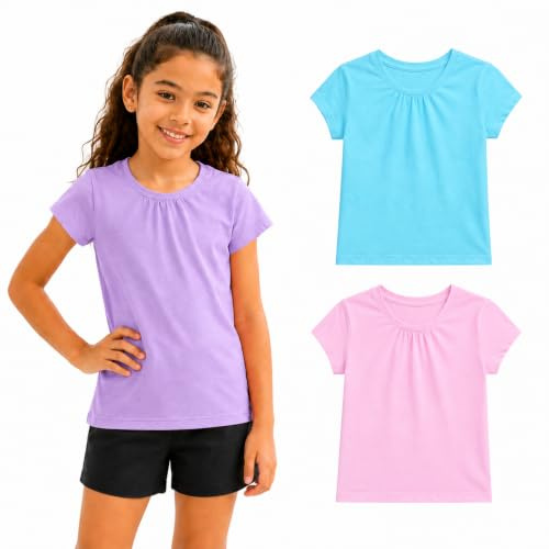Bienzoe Niña Uniforme Escolar Respirable Secado rápido Manga Corta Camiseta