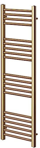 Greened House Brushed Brass Straight Heated Towel Rail 300mm Wide x 1200mm High Flat Central Heating Towel Radiator