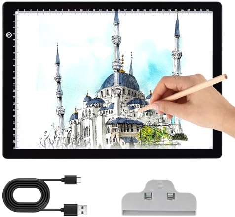KOBAIBAN A4-Licht-Pad – Diamant-Malerei-Lichtbrett, 3 Stufen einstellbare Helligkeit, Tracing-Lichtbox, Typ-C-USB-Stromkabel, LED-Lichtpad für Diamantmalerei, Zeichnen