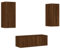 vidaXL Wohnwand 4-TLG., Schrankwand mit viel Stauraum, Anbauwand mit LED-Beleuchtung, Wandmontage Fernsehschrank Wohnzimmer Set Schrank, Braun Eichen-Optik Holzwerkstoff