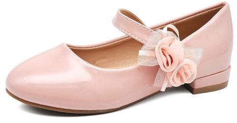 IF Scarpe Ballerine da Bambina Ragazza Lucido Fiori Cerimonia Gioiello W7049 Rosa N.27