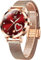 OLEVS Roségold Armbanduhr Damen Edelstahl Schicke Ultradünne Damenuhr Rote Zifferblatt mit Herz Diamant Analog Kleid Uhr Damen Mesh Armband Quarz Wasserdicht Uhren Frauen Leuchtend Geschenke