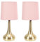 ValueLights | Brushed Gold Teardrop Touch Dimmer Table Lamps with Blush Pink Shade | Table Lamps, Home Décor & Improvement Essential