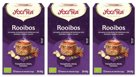 Yogi Tea - Rooibos Bio - Infuso Ayurvedico - Miscela di Rooibos, Cannella e Chiodi di Garofano - Senza Caffeina - Confezione da 3x17 bustine (51 bustine in totale)