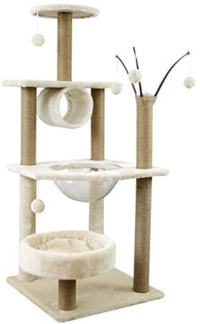GLigeT Katzenturm Katzenklettergerüst Katzenstreu Kratzbaum Plus Raumkapsel Plüsch Katzenvilla Katzenloch Kletterleiter Sprungplattform Alles vorhanden Katzenkletterbaum