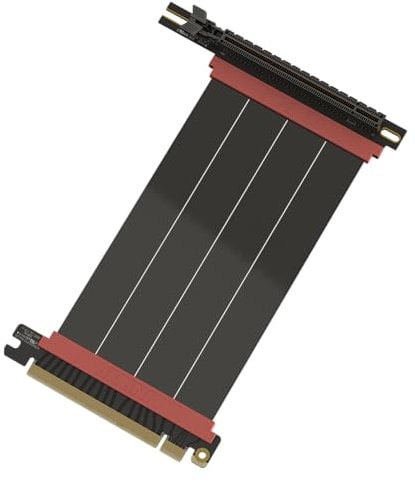 LINKUP - AVA5 PCIE 5.0 Riser-Kabel | RTX5090 RX9070 GPU Bereit | x16 128GB/s Geschwindigkeit | PCIe 4.0 & WRX80/WRX90E Kompatibel | Rechter Winkel, Schwarz 15cm (Gesamtlänge 19cm)