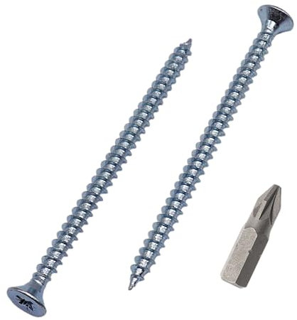 SKIR'CO (200 pièces) Vis à bois 5,0 x 80 mm en acier zingué, tête fraisée Pozidriv, vis pour aggloméré, filetage PZ