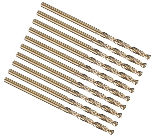 PATIKIL 1mm Drill Bit, Jobber Straight Shank M35 Cobalt 5% High-Speed Steel 135° Gold Finish for Stainless Steel Hard Metal - 10 Pack