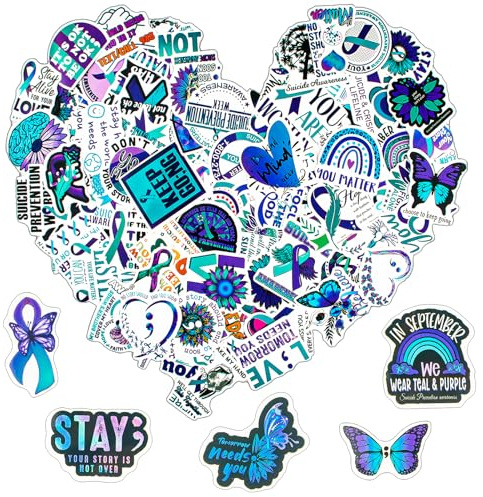 100 Mental Health Sticker,Laptop Anti-Suizid-Aufklärungs Aufkleber,für Motivierende Vinyl-Aufkleber zur Suizidprävention durch Erwachsene und Therapeuten,Scrapbook