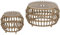 Outsunny 2er Set Beistelltisch Polyrattan Ø66/42 cm rund wetterfest Gartentisch mit Glasplatte Outdoor Balkontisch Couchtisch Gartenmöbel für Garten, Balkon Braun
