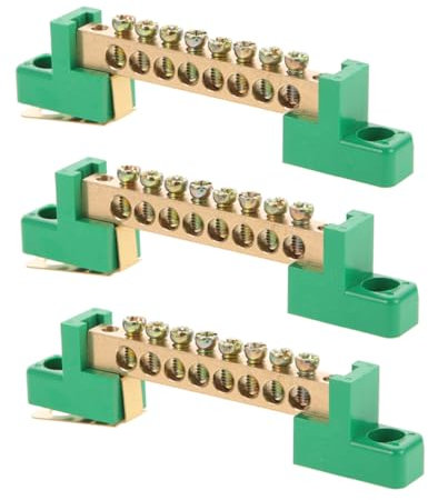 Operitacx Lot De 3 Bornes De Raccordement En Cuivre Bloc Électrique Bornier De Connexion Bornier De Circuit De Terre Connecteur De Bornier Connecteur Électrique Fixe Plastique Vert